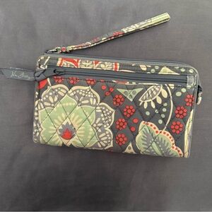 Vera Bradley Floral Quilted Wristlet - Black, Red, and Green